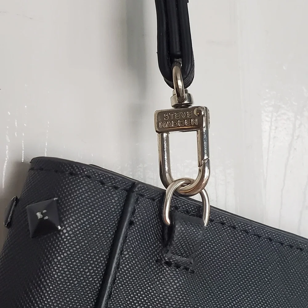 Steve Madden‎ Black Studded Envelope Clutch Crossbody Bag Saffiano Handbag